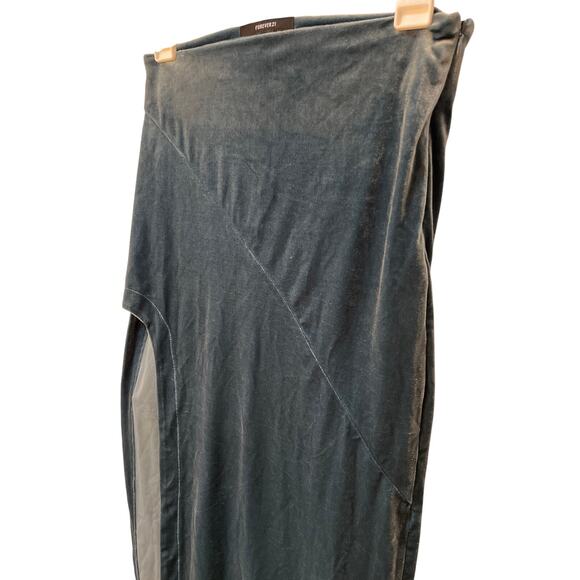 Forever 21 Blue Gray Velour High Split Pencil Skirt Women’s Small S - Picture 2 of 8